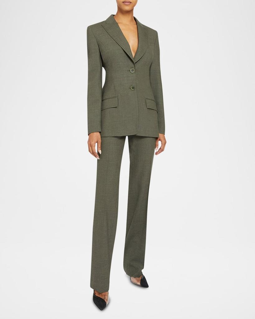 Santorelli Sofia Straight-Leg Stretch Wool Pants