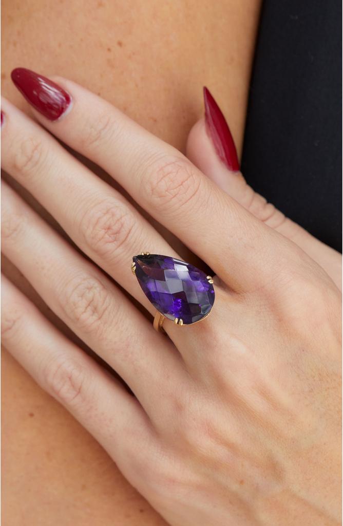 Savvy Cie Jewels Amethyst Pear Statement Ring