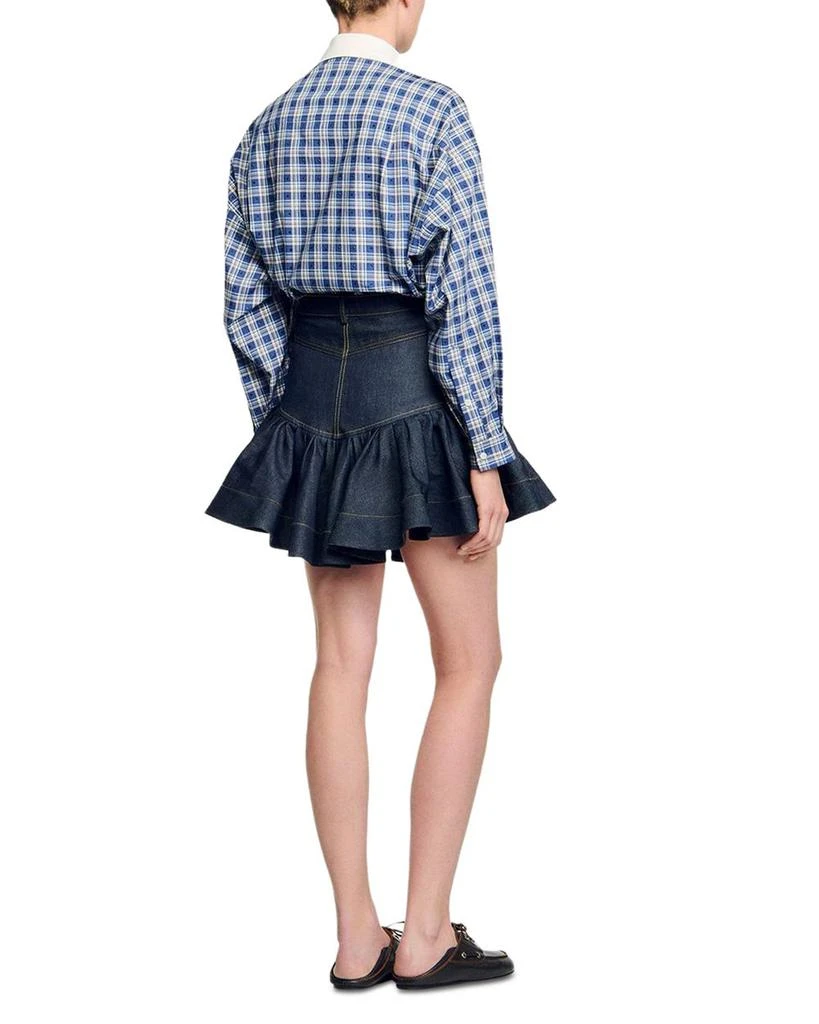 Sandro Ruffled Mini Denim Skirt 3