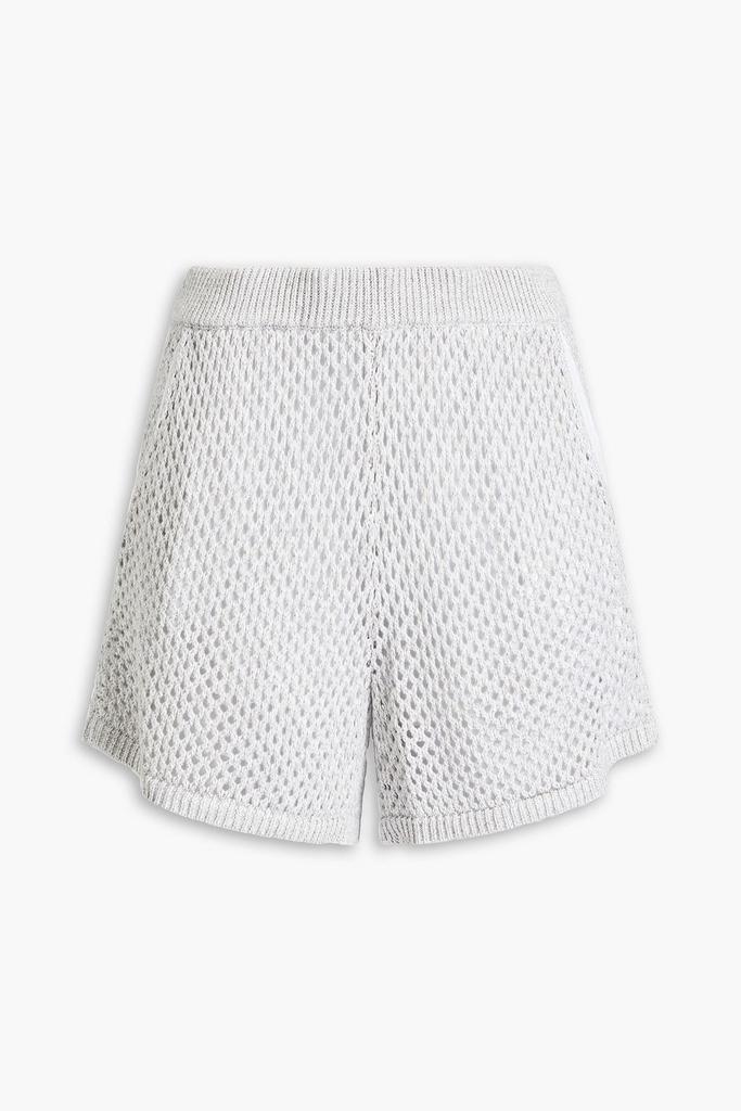 Monrow Cotton and modal-blend open-knit shorts