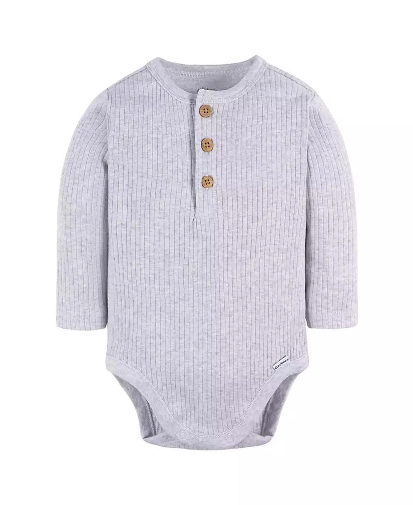 Gerber Baby Boys Long Sleeve Henley Style Onesies Bodysuits, 2-pack 3