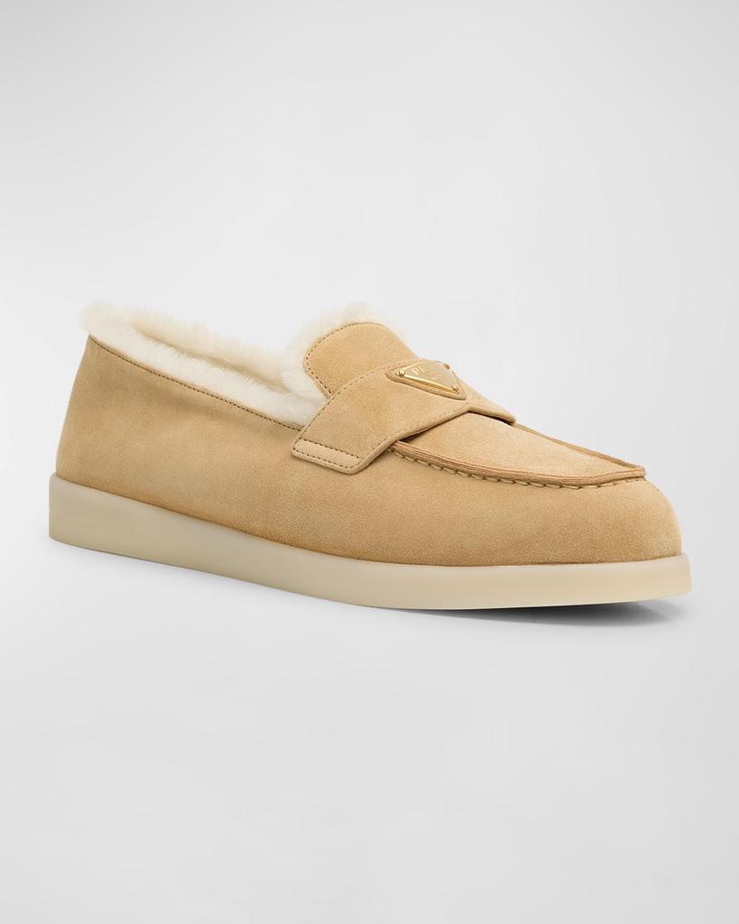 Prada St Tropez Suede Shearling Loafers - Shoes - Compare