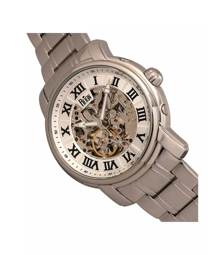 Reign Kahn Automatic White Dial, Skeleton Silver Stainless Steel Watch 45mm 3