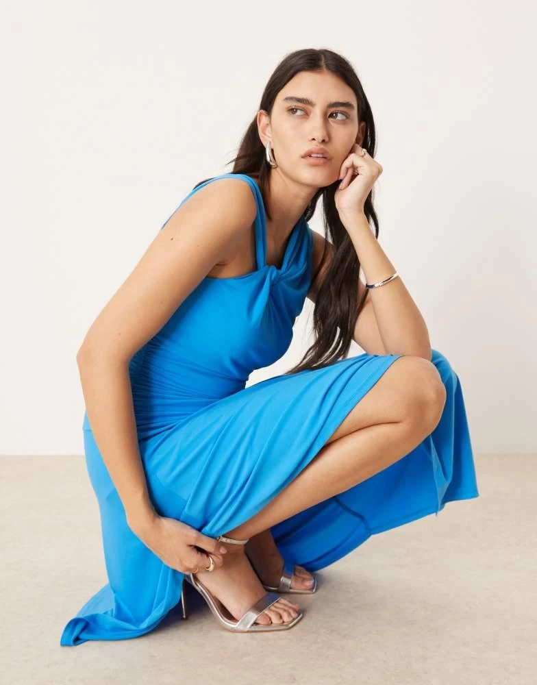 Abercrombie & Fitch long sleeve slash neck asymmetric hem maxi dress in turquoise-Blue Abercrombie & Fitch long sleeve slash neck asymmetric hem maxi dress in turquoise-Blue