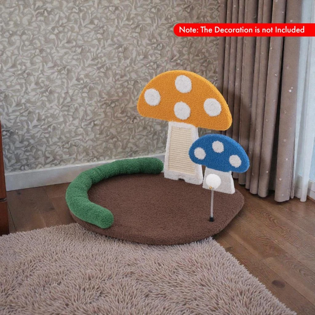 Hivvago Cozy Mushroom Cat Lounge with Built-In Scratching Surface and Wide Base 2