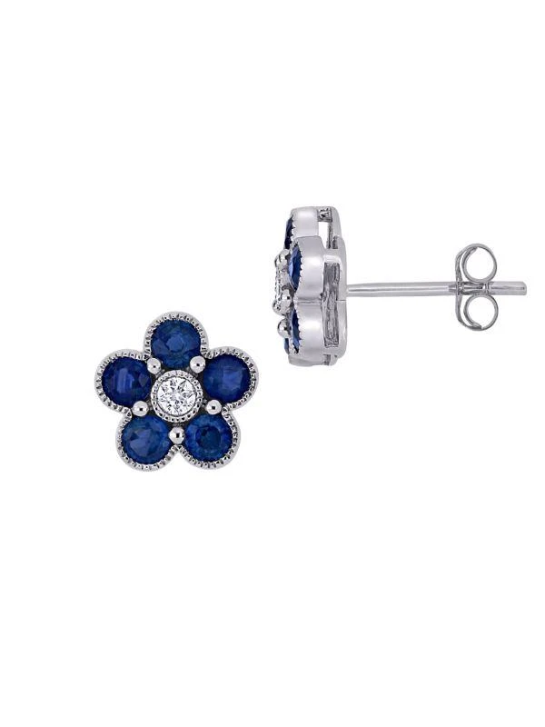 Sonatina 14K White Gold, Sapphire 
0.09 TCW Diamond Earrings 1