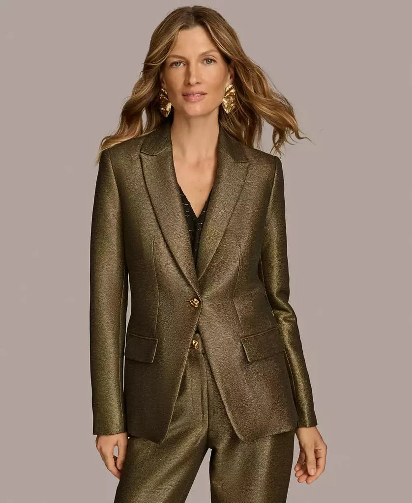 Donna Karan Women's Metallic One-Button Blazer 2