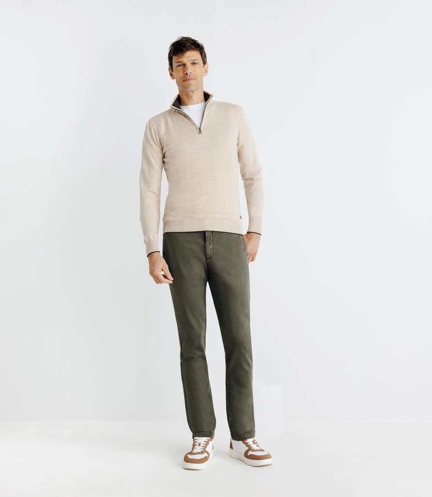 预计3周后发货 IZAC Pull Col Montant Zippé Beige 1