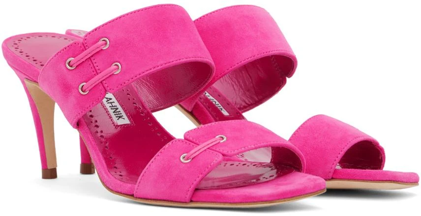 Manolo Blahnik Pink Nebre Mules 4