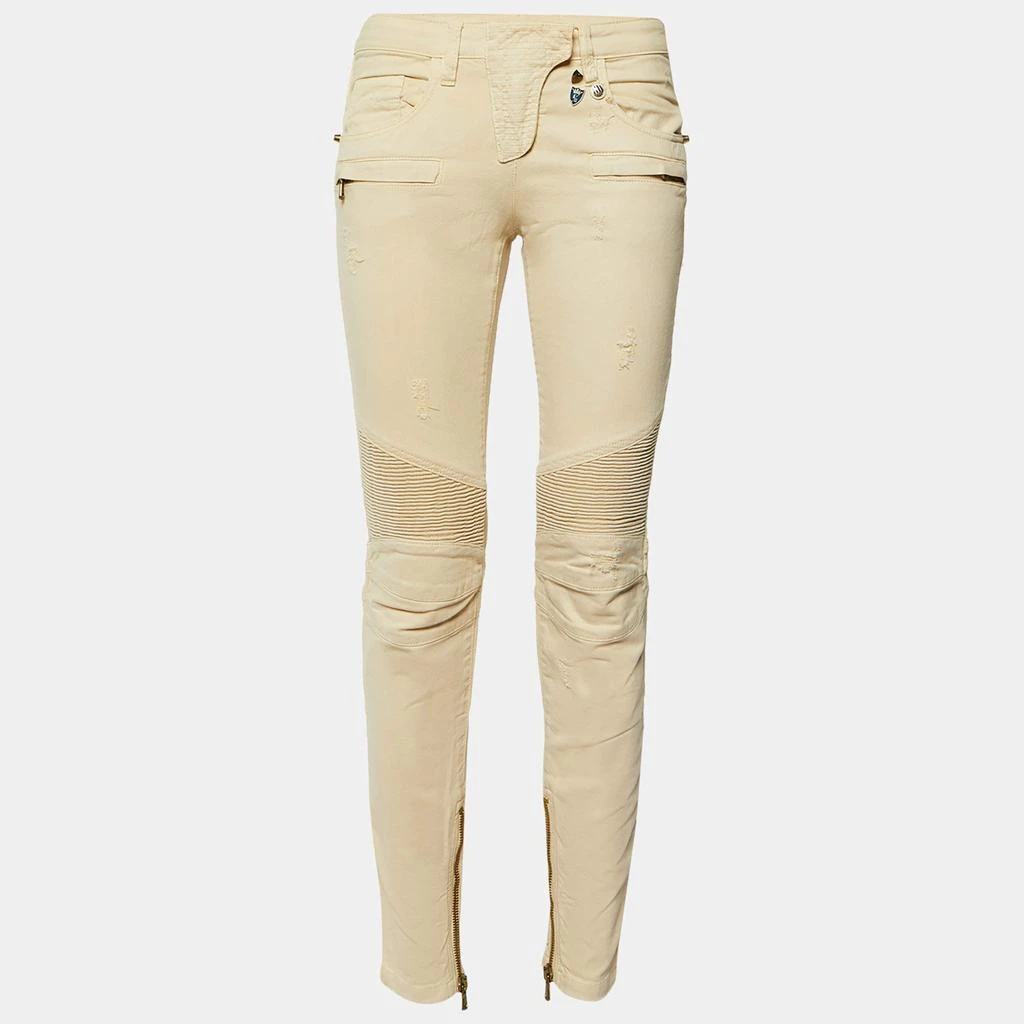 PIERRE BALMAIN Pierre Balmain Beige Denim Ribbed Slim Fit jeans M/Waist 30" 1