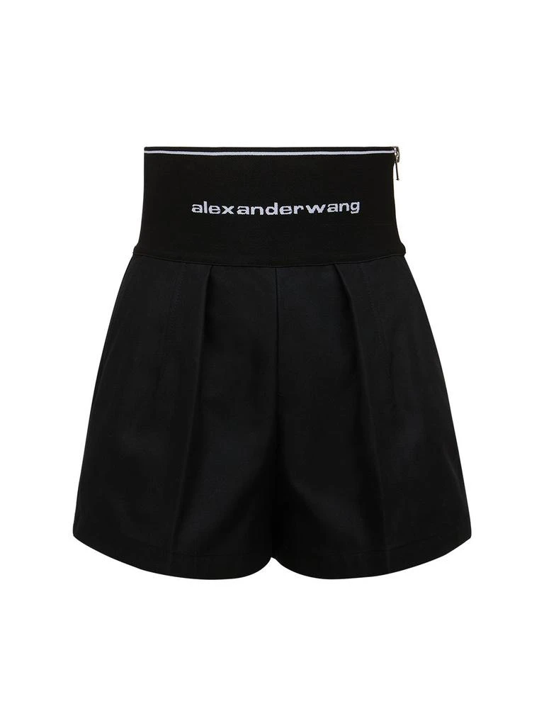 ALEXANDER WANG Cotton Safari Shorts W/ Logo Waistband 1