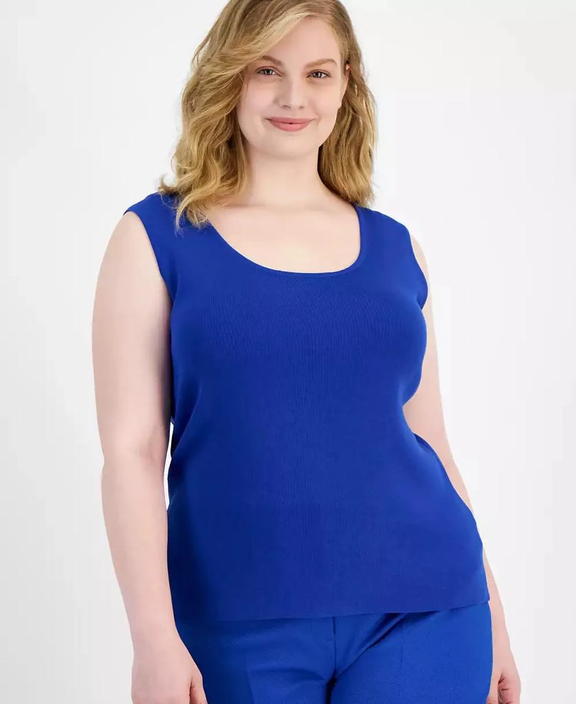 Tahari Plus Size Scoop Neck Sleeveless Sweater 1