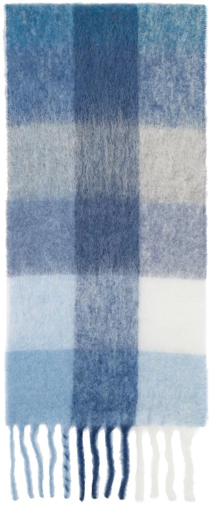 Acne Studios Blue Mohair Checked Scarf 2
