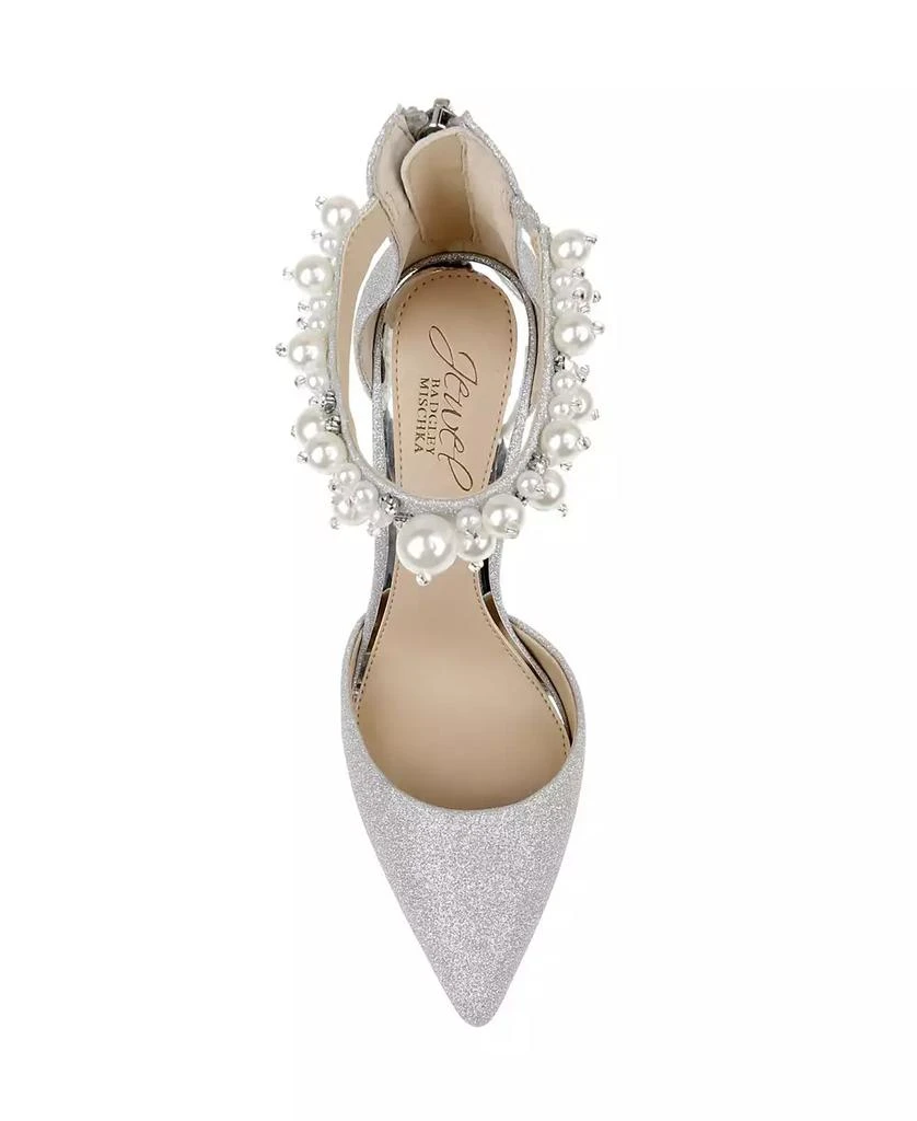 Badgley Mischka Women's Layne Pearl Strap Stiletto Evening Pumps 4