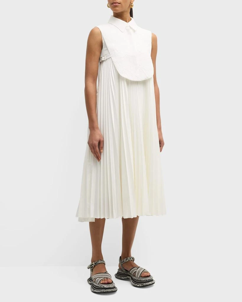 ADEAM Misty Pleated Midi Shift Dress With Removable Bib 3