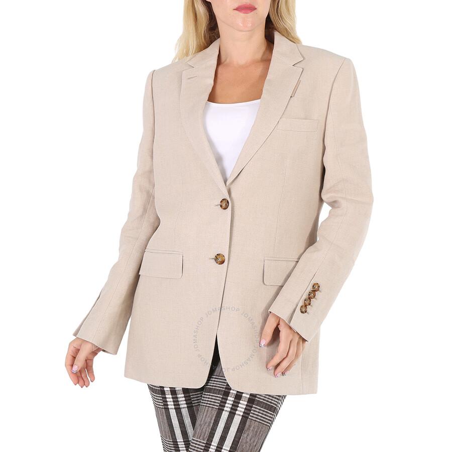 Burberry Ladies Loulou Oatmeal Single-Breasted Tailored Jacket