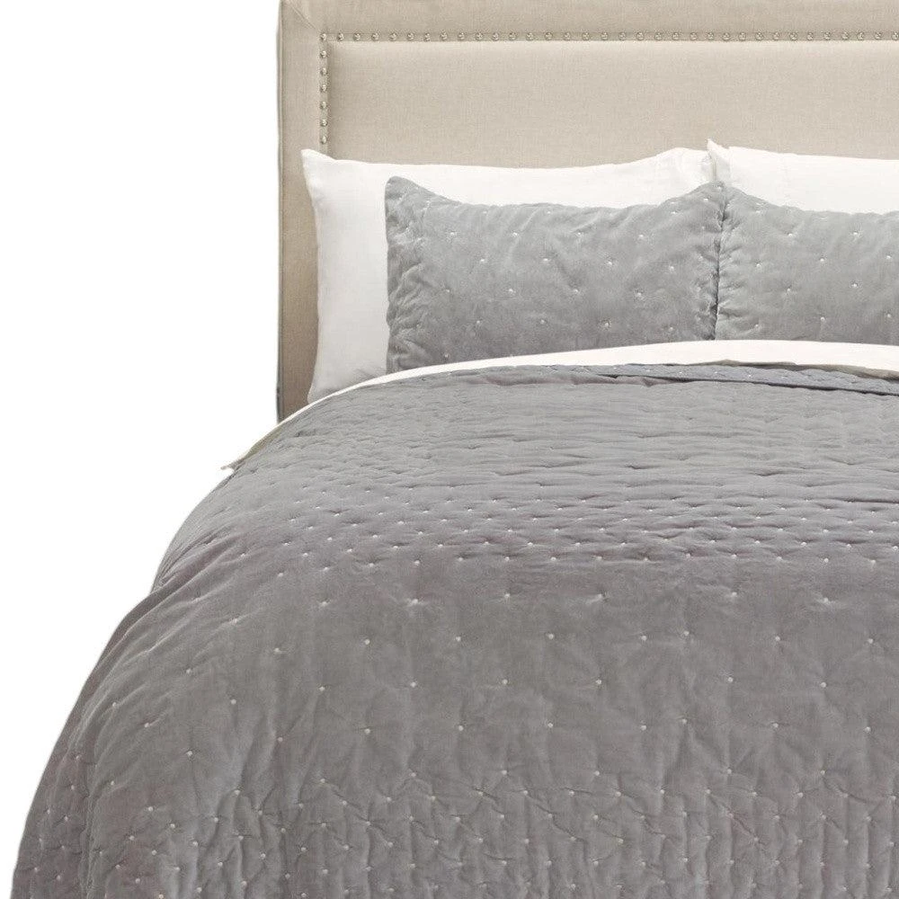 Hivvago Gray Polka Dots Queen Quilt 4