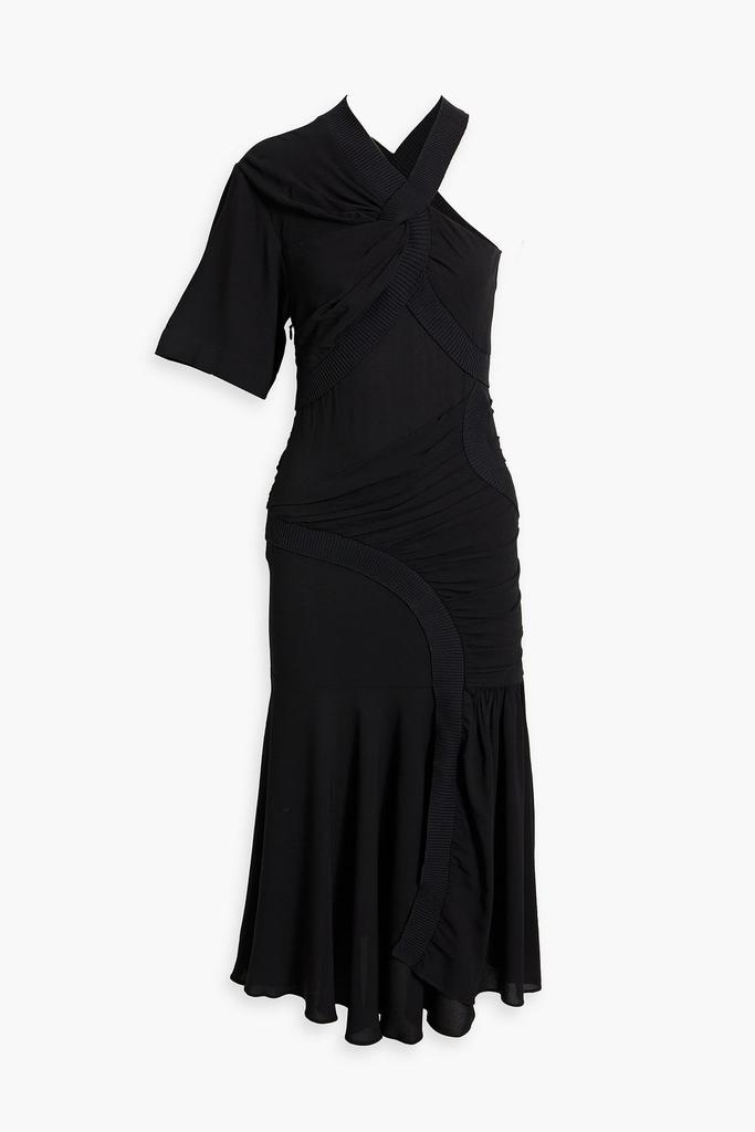 Stella McCartney One-sleeve ruched crepe midi dress