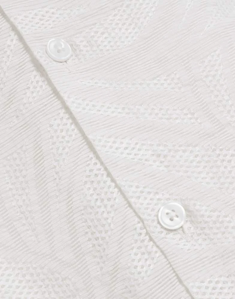 River Island River Island Beige jacquard floral shirt in ecru 3