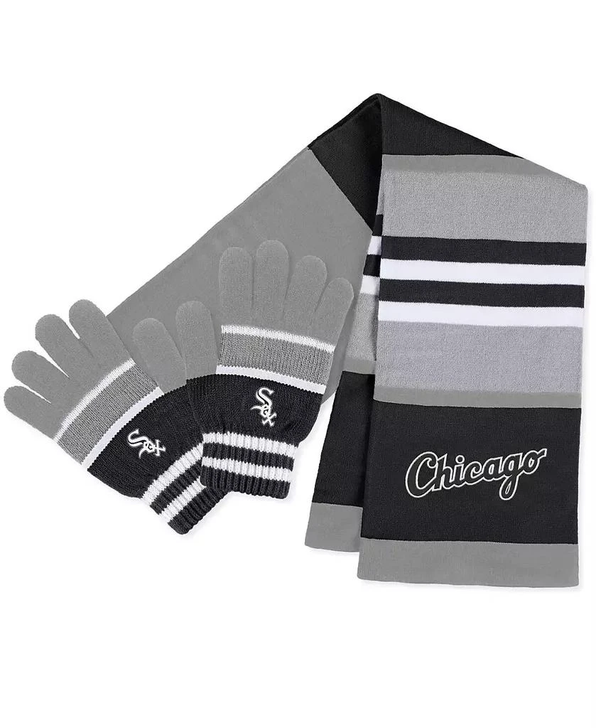 WEAR by Erin Andrews Women's Chicago White Sox Stripe Glove and Scarf Set 1