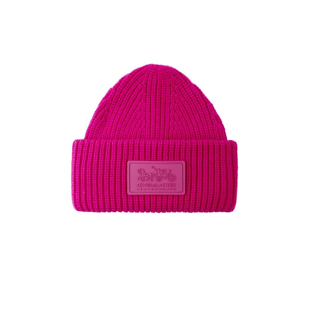 COACH Women's Classic Ribbed Tonal Patch Cuff Beanie