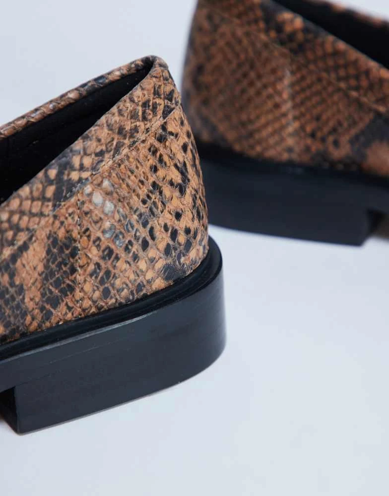 Topshop Premium Clover real leather loafers with ruched detail in