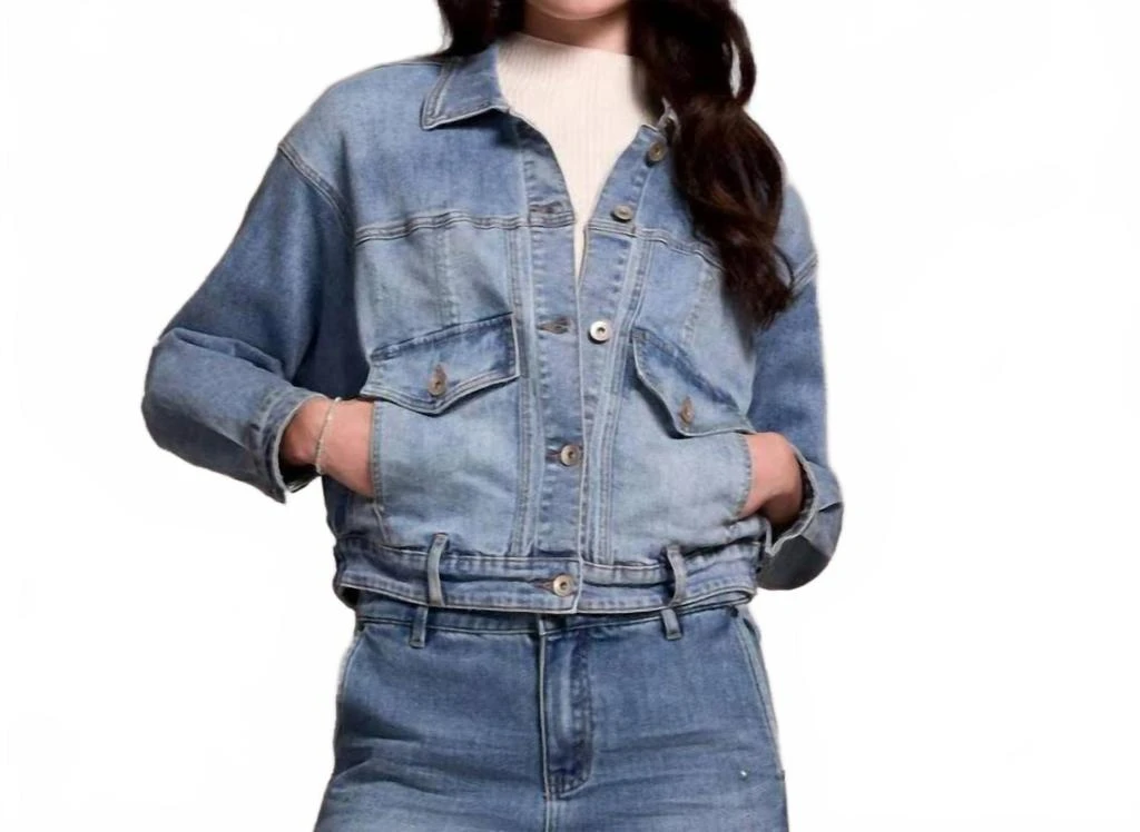 Tribal Classic Drop Shoulder Denim Jacket In Antique Blue