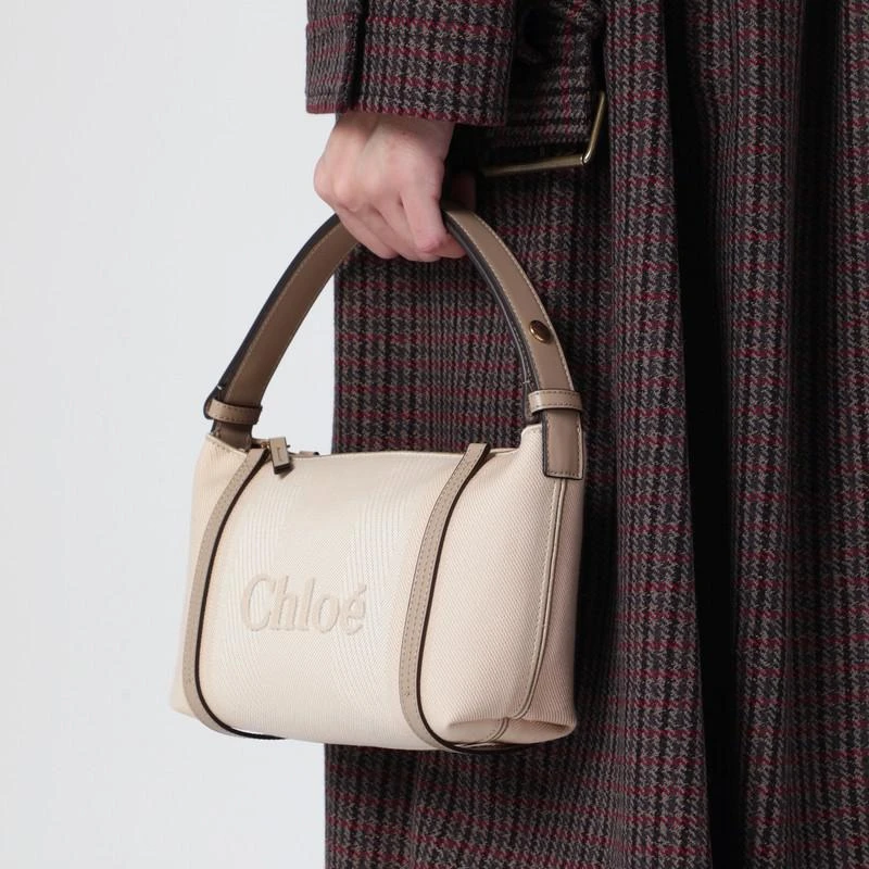 Chloé Chloé Carry bag in pink beige striped canvas 2
