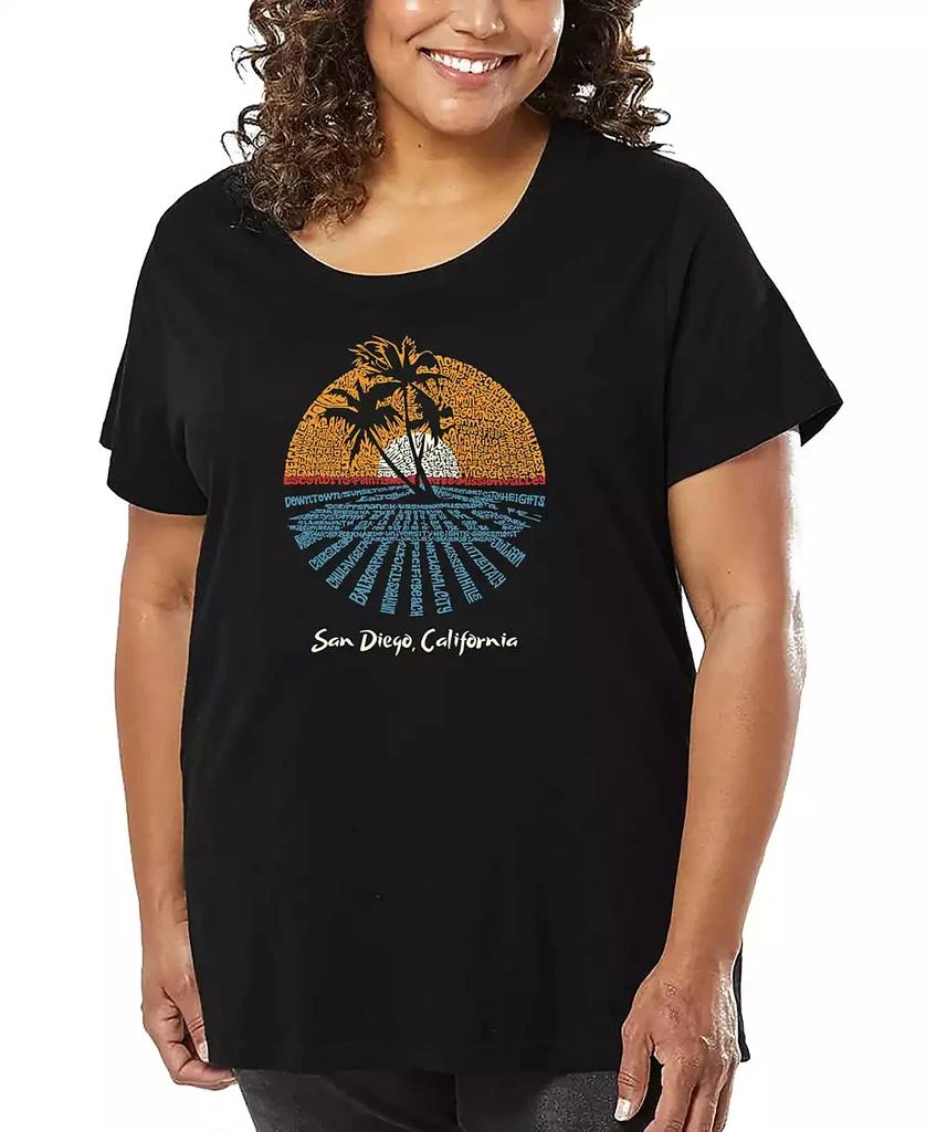 LA Pop Art Plus Size Cities In San Diego Word Art T-Shirt