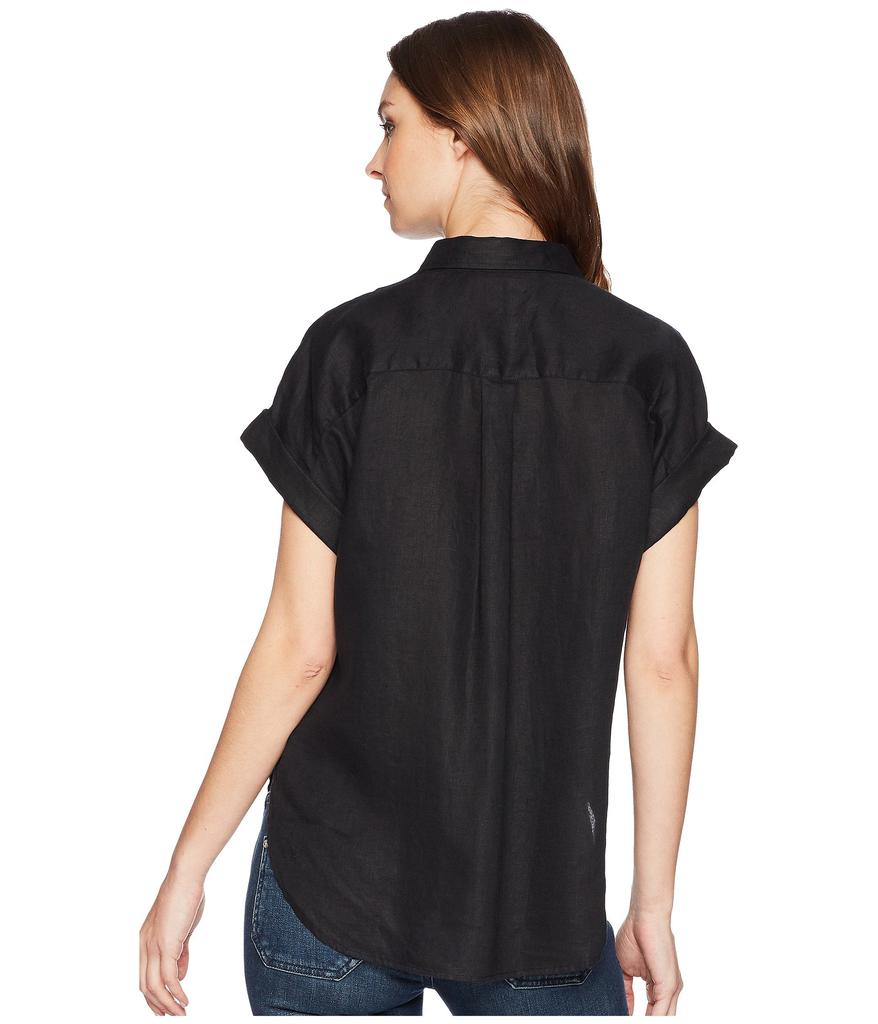 Ralph Lauren Linen Dolman-Sleeve Shirt Polo-Black XS