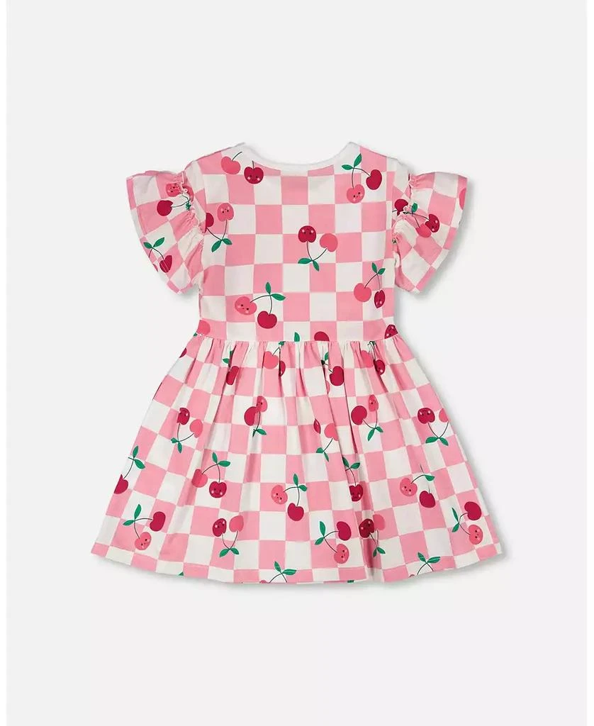 Deux par Deux Big Girls Cotton Jersey Dress Pink Printed Cherries 3