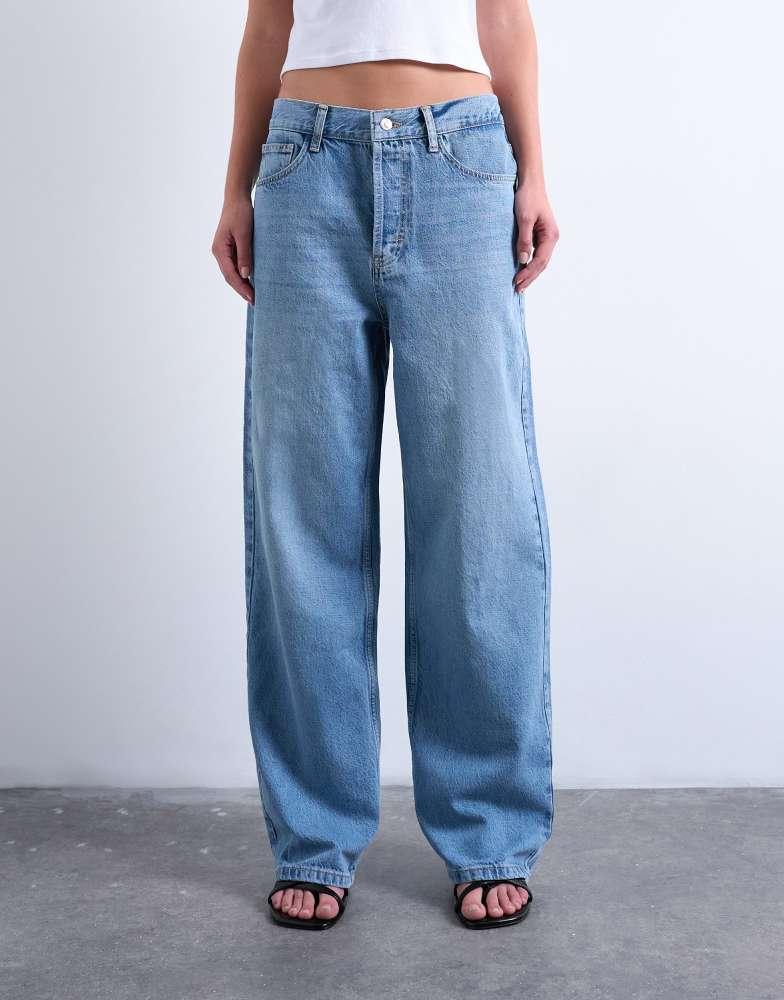 Topshop Topshop Column mid rise low slung jean in bleach