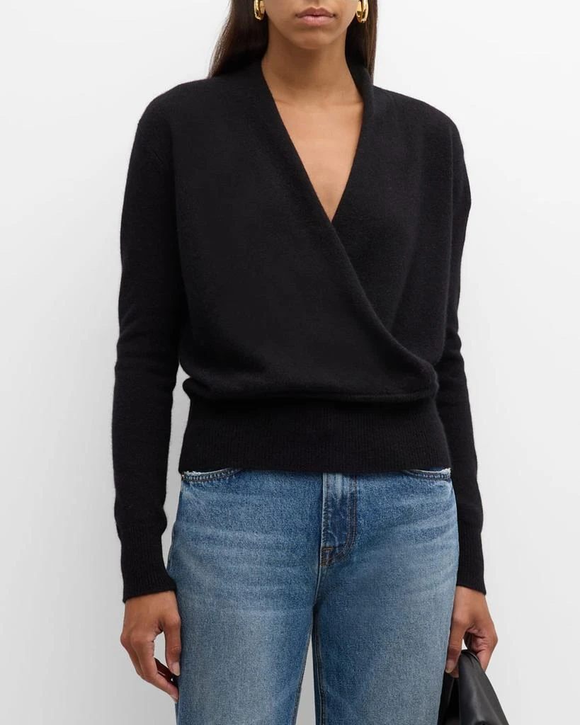 Neiman Marcus Cashmere Faux Wrap Sweater 4