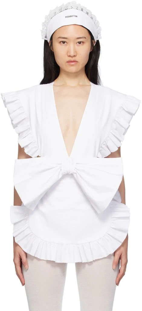 pushBUTTON White Bow Bodysuit & Headband Set 1