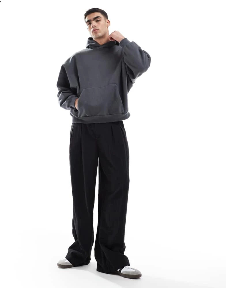 ASOS ASOS DESIGN premium heavyweight extreme oversized hoodie 400gsm in washed black 2