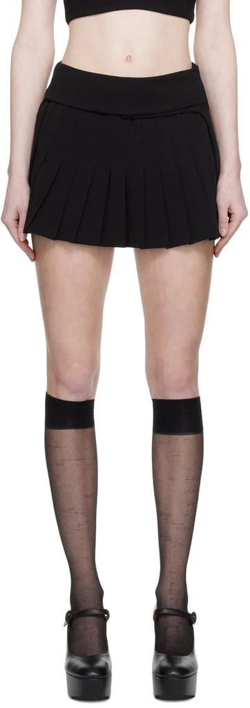 Danielle Guizio Black Pleated Miniskirt 1