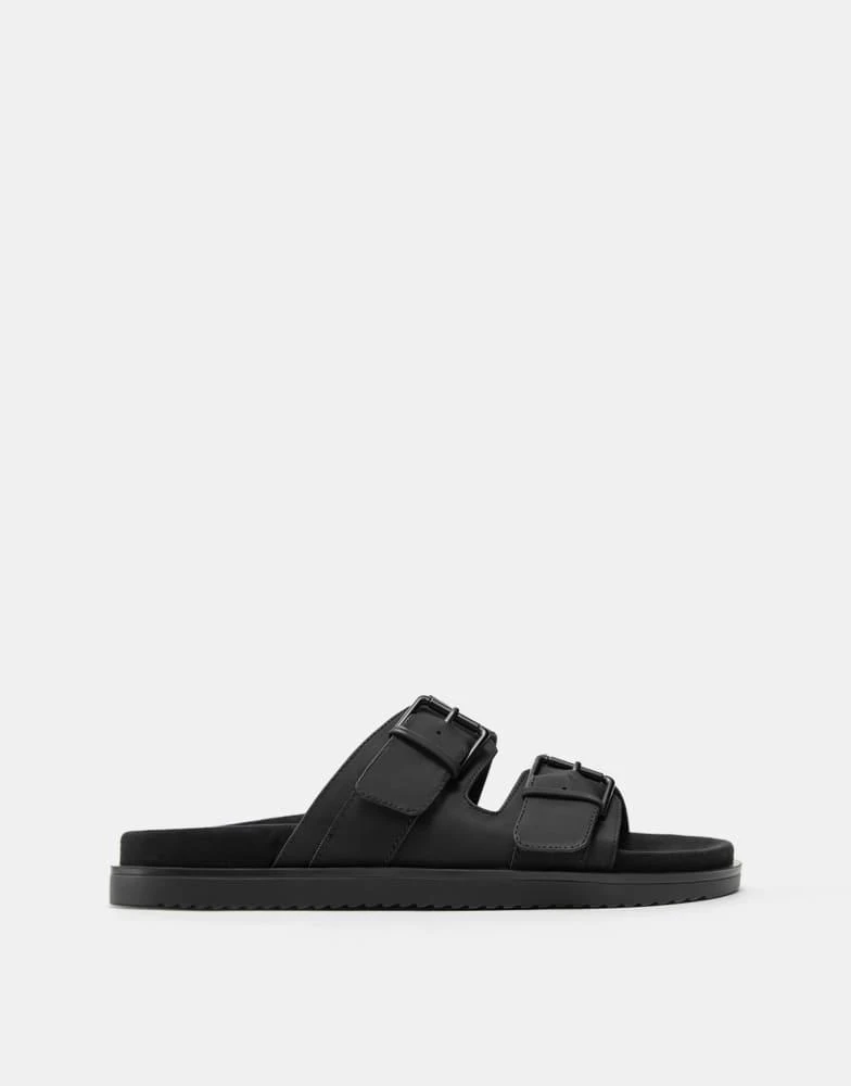 Pull&Bear Pull&Bear Buckle strap sandals in black