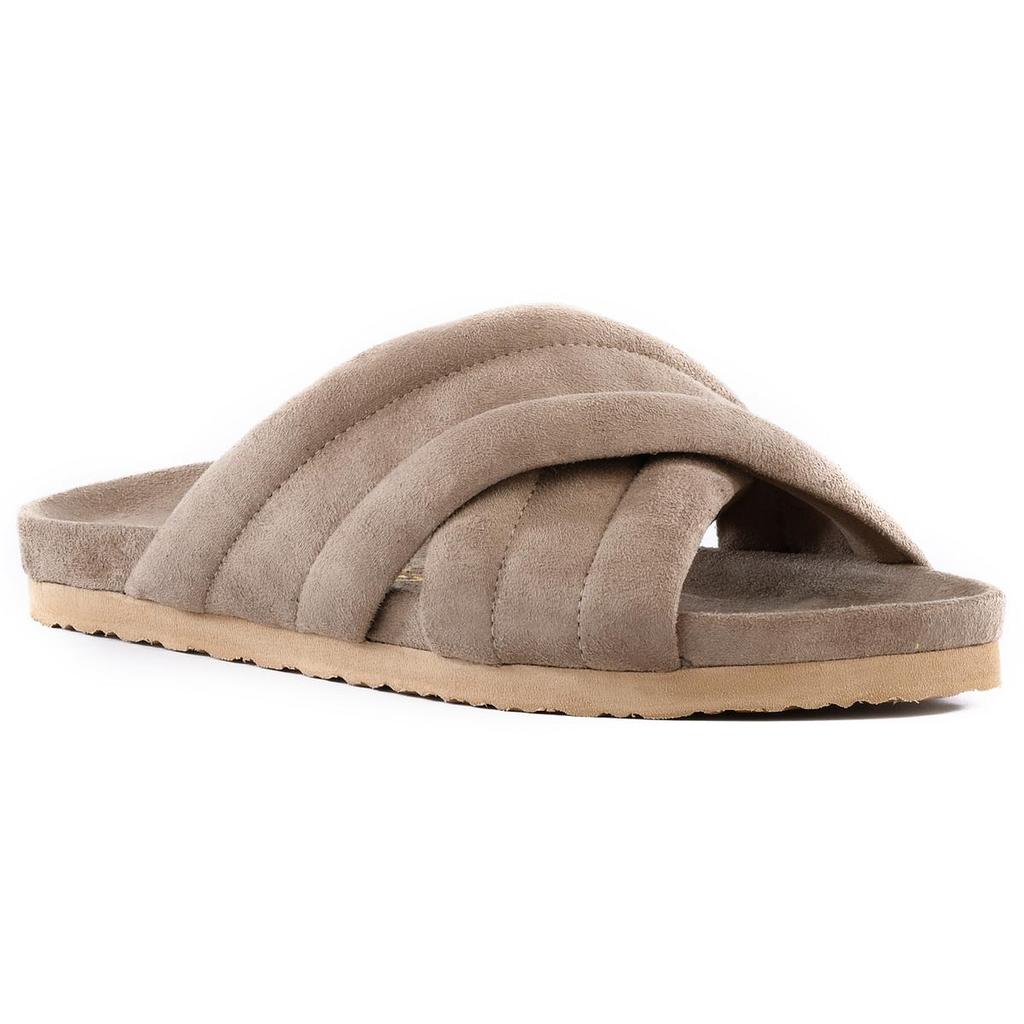BC Footwear Game Over Womens Criss-Cross Vegan Suede  Slide Sandals