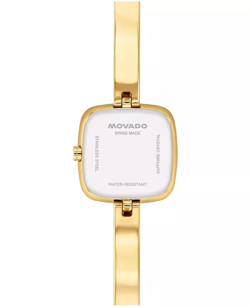 Movado Women's Museum Cushion Swiss Quartz Yellow PVD Steel Bangle Watch, 21.50mm 6
