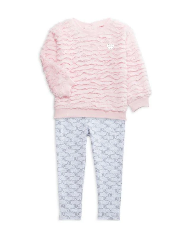 Baby Girl's Little Girl's 2-Piece Faux Fur Sweater Print