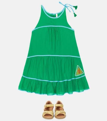 Zimmermann Kids, Tiggy Tiered Cotton Dress, Girls, Green, Y 4, Girls' Dresses & Playsuits