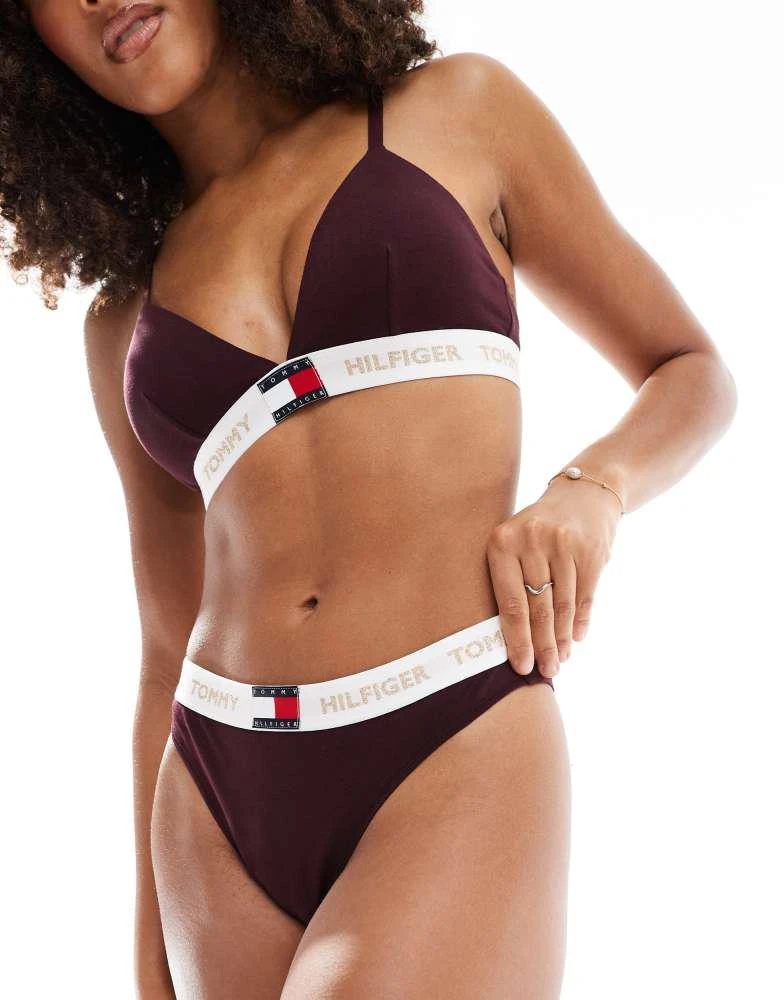 Tommy Hilfiger Tommy Hilfiger Heritage Repeat Logo Waistband Thong in Brown Red 4