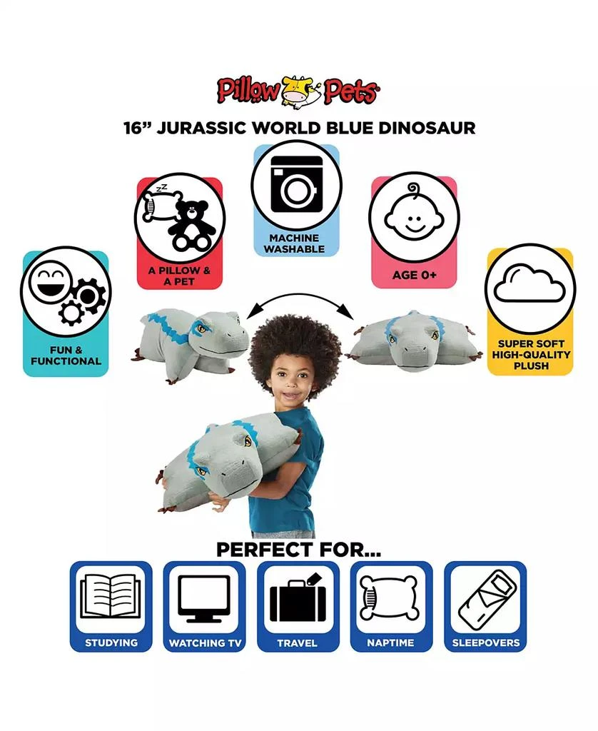 Pillow Pets Jurassic World Blue Plush Pillow Pet, 16" 4