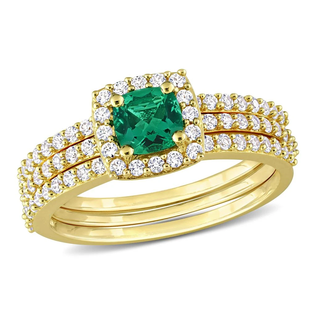 Mimi
Max 1 1/2ct TGW Created Emerald and Created White Sapphire Bridal Three-Ring Set in Yellow Silver