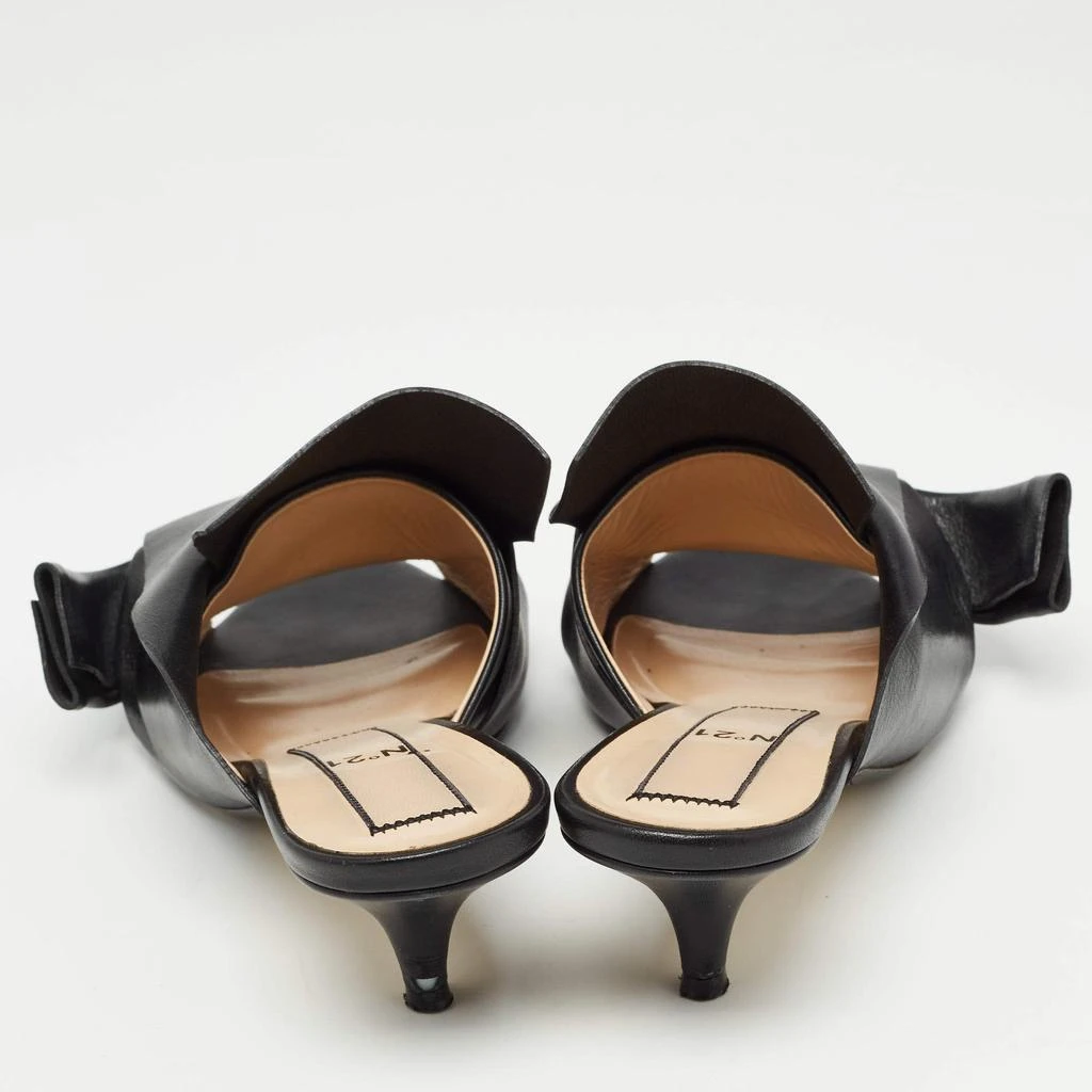 N°21 N21 Black Leather Knot Slide Sandals Size 37 5