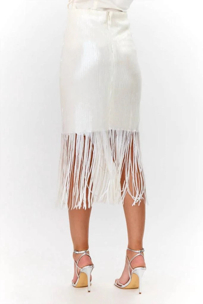 Adelyn Rae Milana Sequin Fringe Midi Skirt In Matte Ivory 2