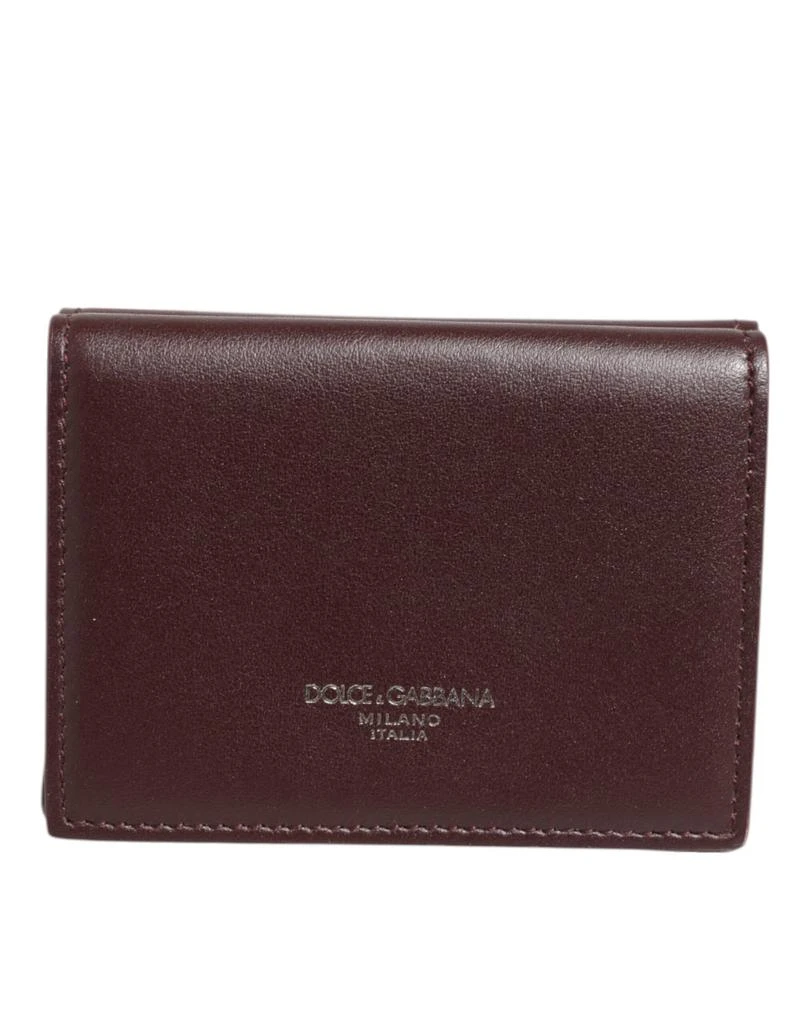 Dolce & Gabbana Leather Embossed Logo Trifold Men Card Holder Men's