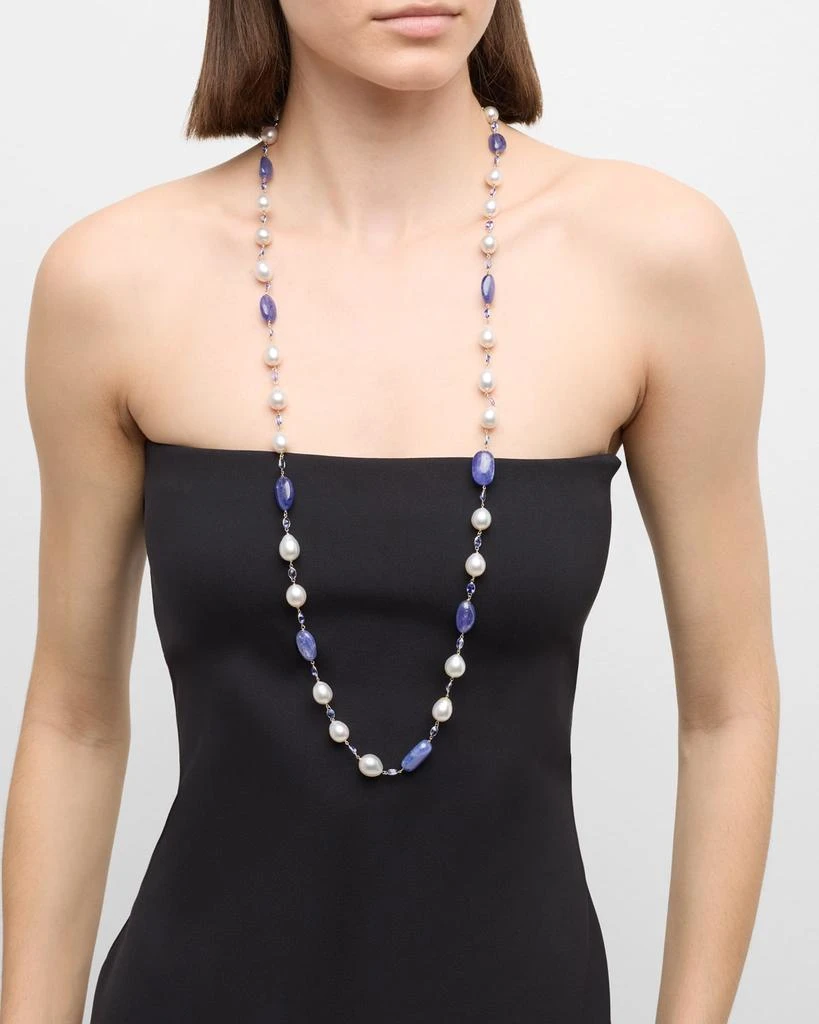 BELPEARL 18K White Gold 9.5-12mm South Sea Pearl and Tanzanite Necklace 2