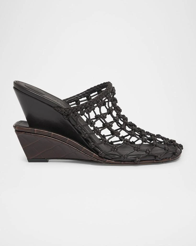 Jacquemus Les Doubles Tresses Croc-Embossed Wedge Mules 1