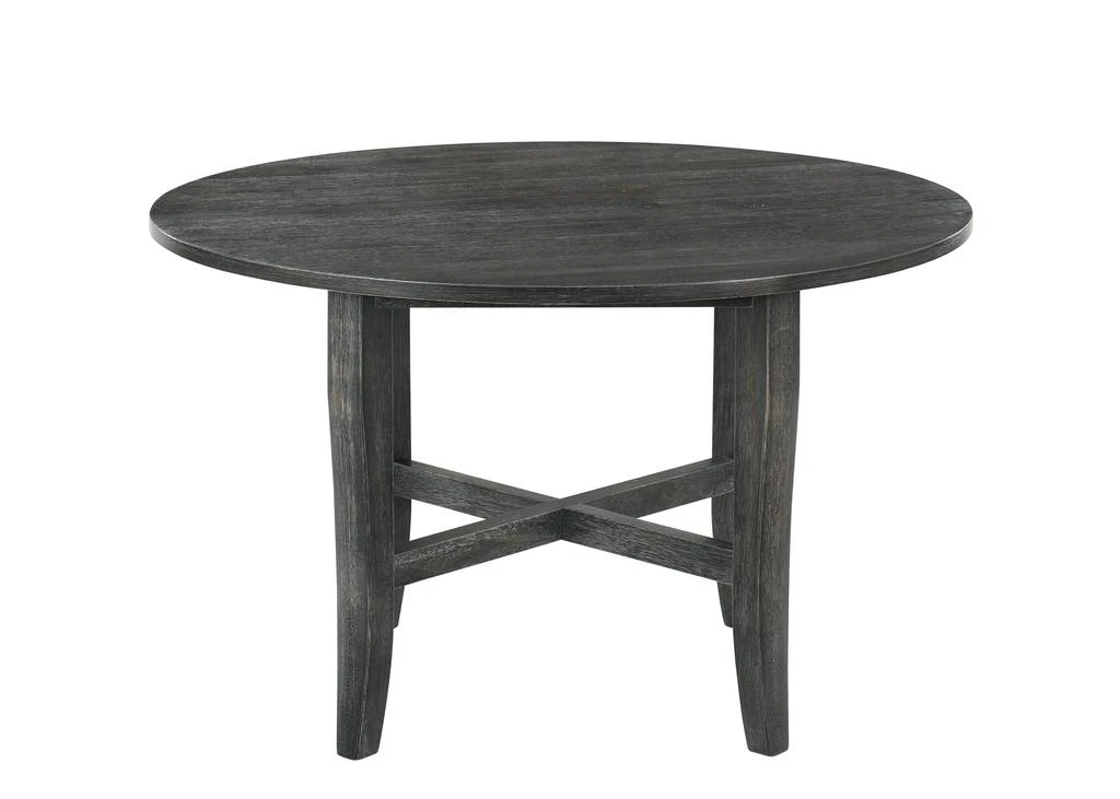 Hivvago 47" Gray Wood Cross Leg Base Round Top Dining Table 3
